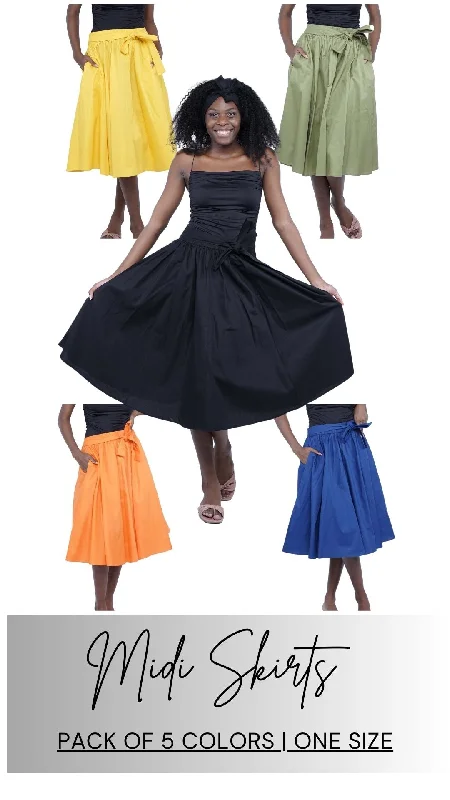 (5 Pcs for $50) Midi Skirts Pack 5 Colors