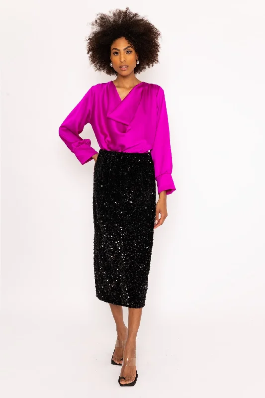 Black Sequin Midi Skirt