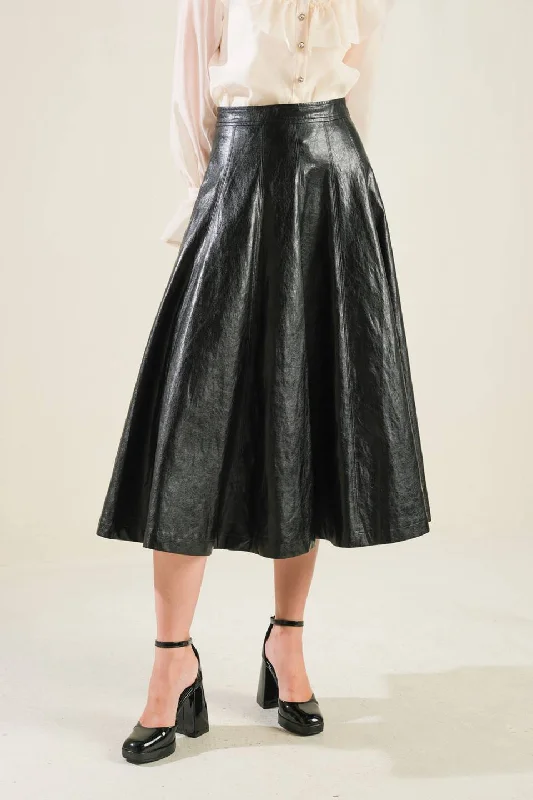 MY HEART TO YOU LEATHER MIDI SKIRT