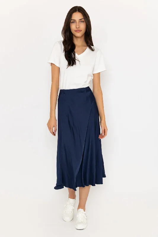 Satin Skirt in Navy