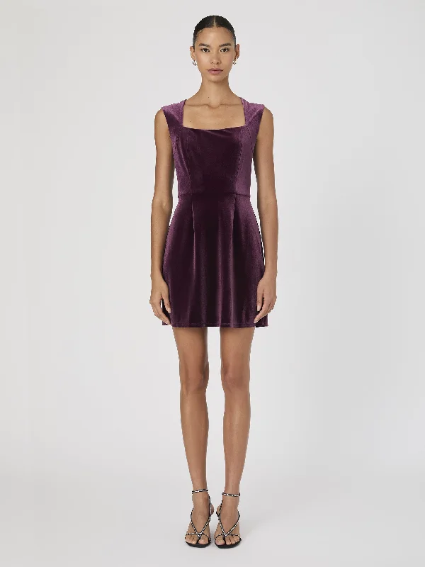 Stretch Velvet Square Neck Dress