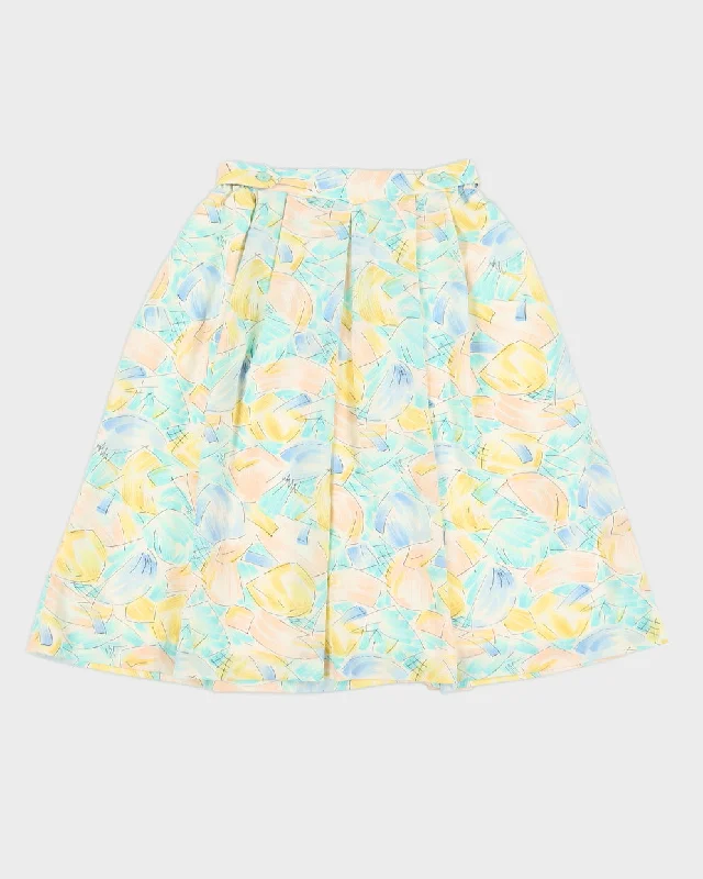 00s Yellow Patterned Midi Skirt - XS