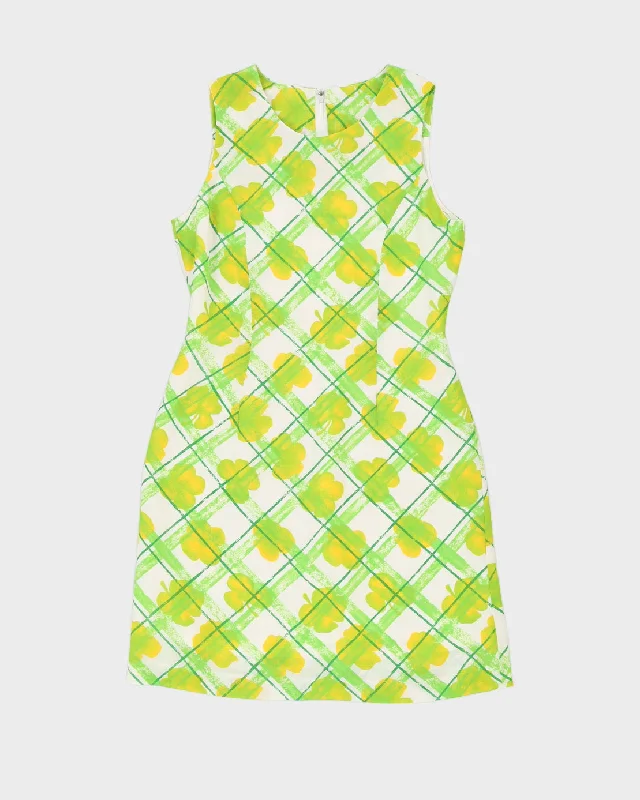 1990s Green Checked Mini Dress - S