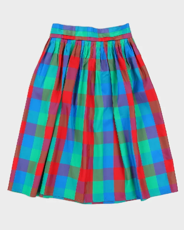 1990s Sportsville Checked Midi Skirt - S