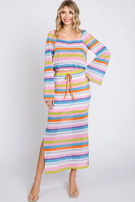 Geegee Multi-Color Stripe Maxi Skirt