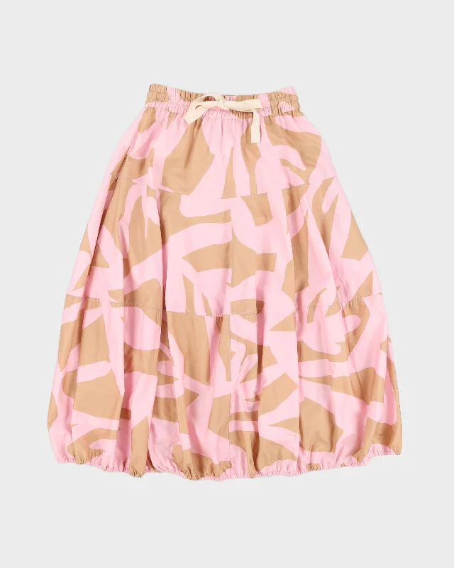 Lee Mathews Pink & Beige High Waisted Midi Skirt - S