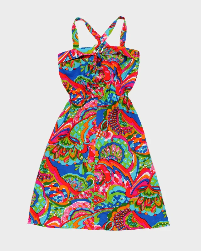 Vintage Handmade Psychedelic Print Mini Dress - XS/S