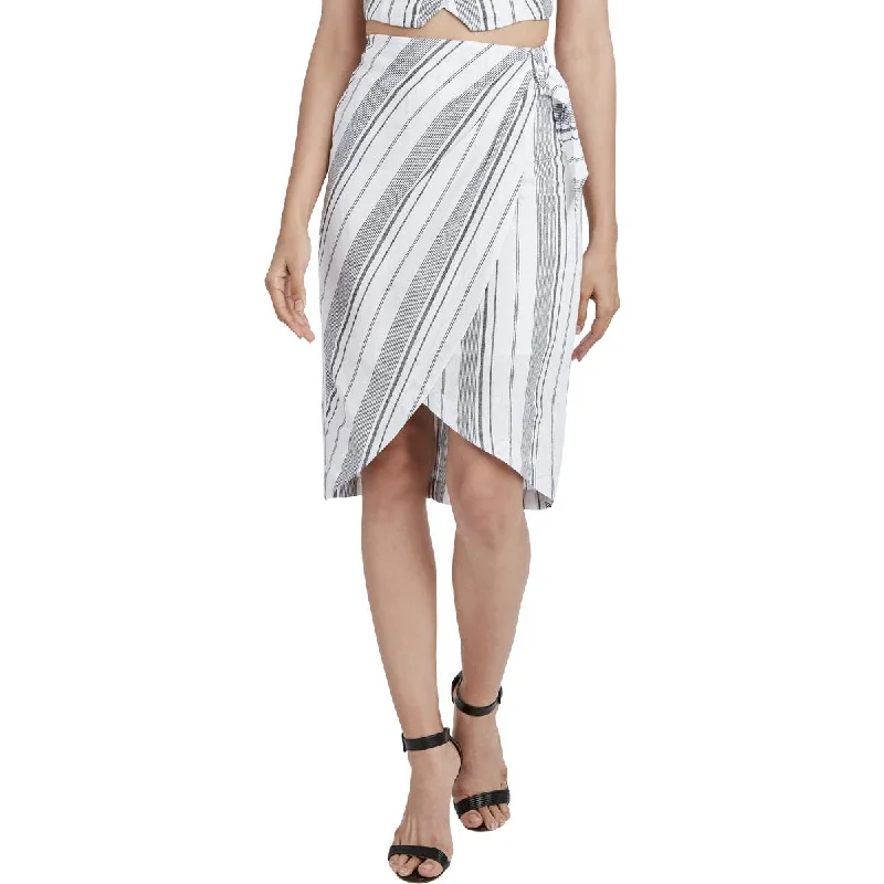 BCBG Max Azria Women's Striped High Low Side Tie Midi Skirt