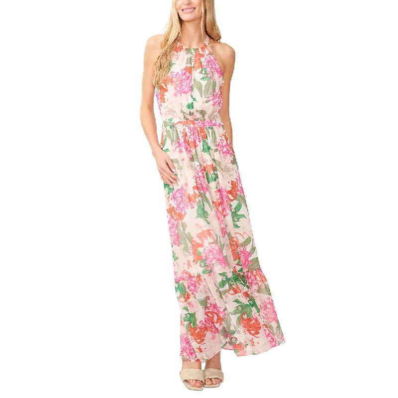 CeCe Womens Georgette Floral Print Maxi Dress