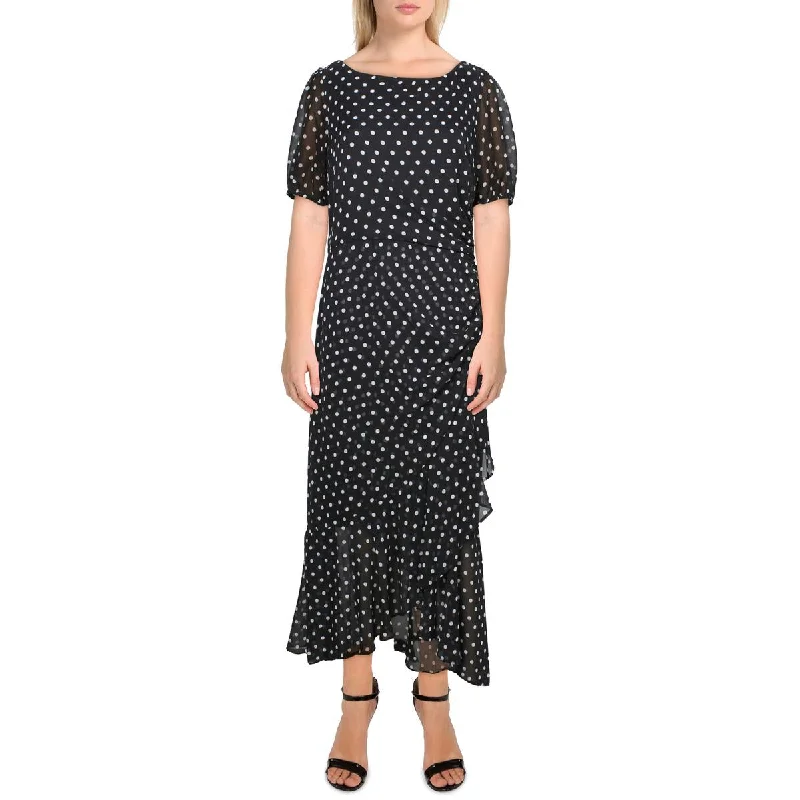 Julia Jordan Womens Chiffon Polka Dot Maxi Dress