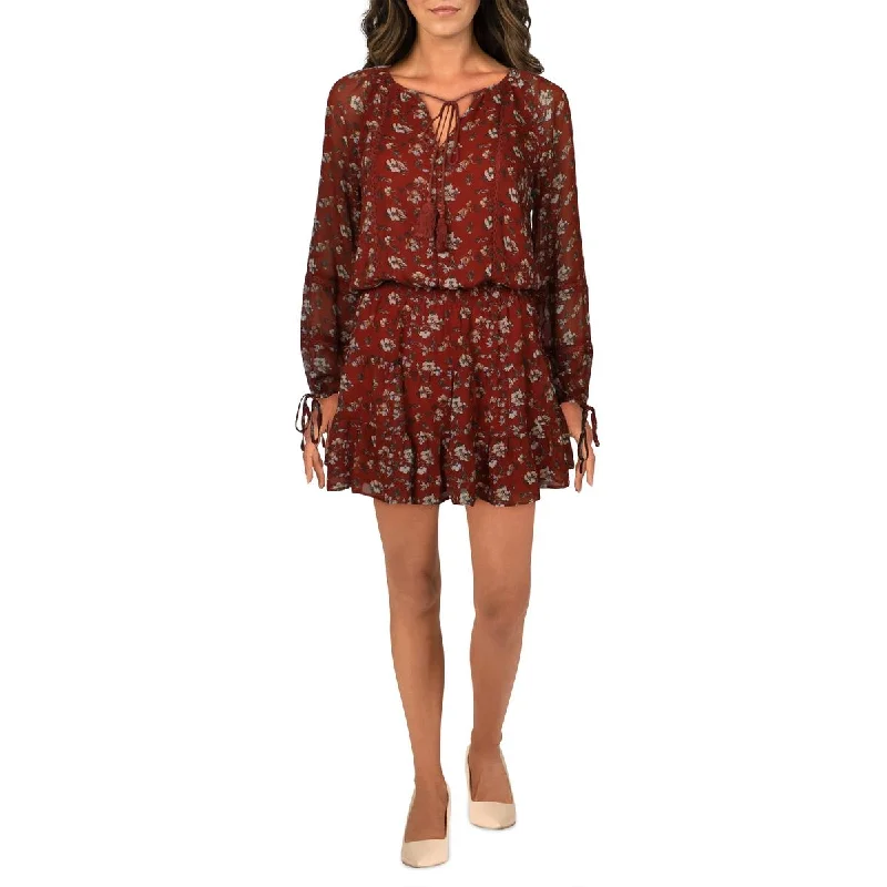 Lost + Wander Le Marais Women's Floral Print Blouson Tie Sleeve Mini Dress