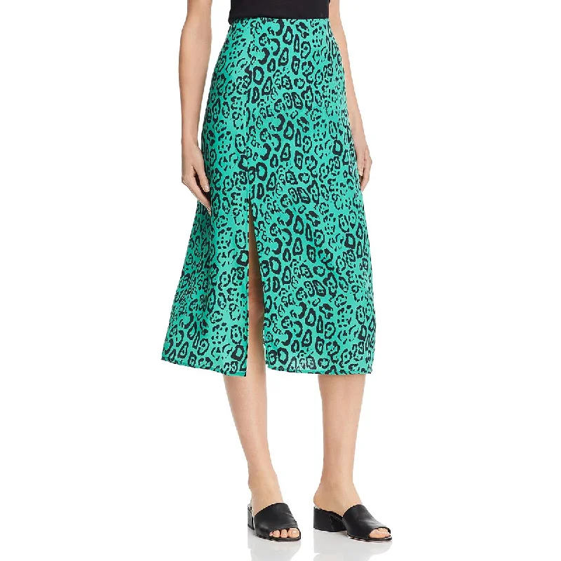 WAYF Womens Altamont Tiger Print A-Line Midi Skirt