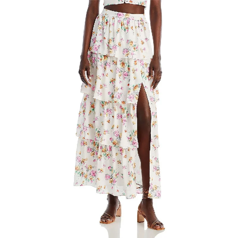 WAYF Womens Sienna Tiered Long Maxi Skirt