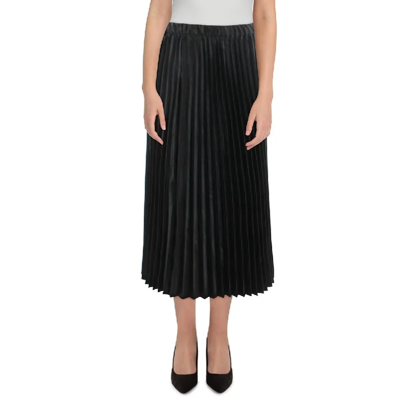 Anne Klein Womens Satin Shutter Pleat Midi Skirt