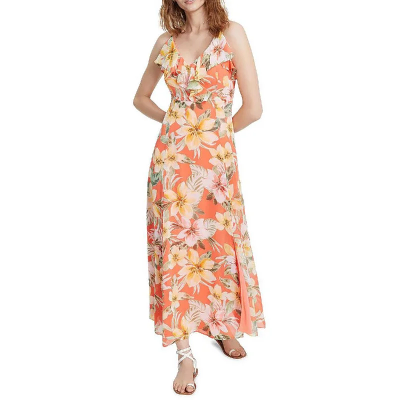 Bar III Womens Ruffled Floral Pint Maxi Dress