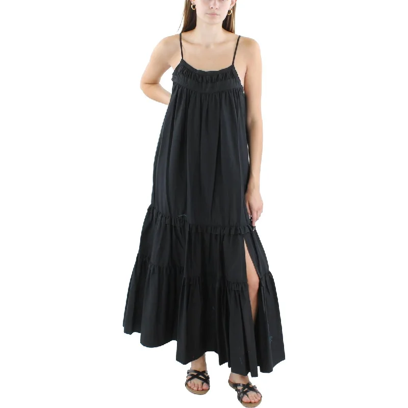 Black Halo Womens Full Length Tiered Maxi Dress