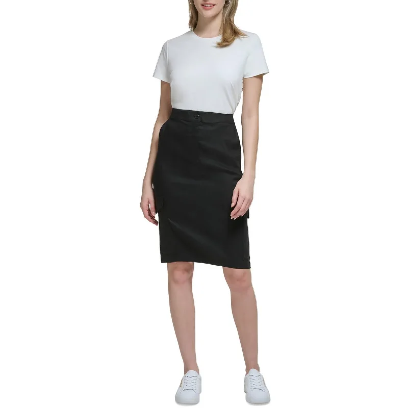 Calvin Klein Womens Linen Knee Length Midi Skirt