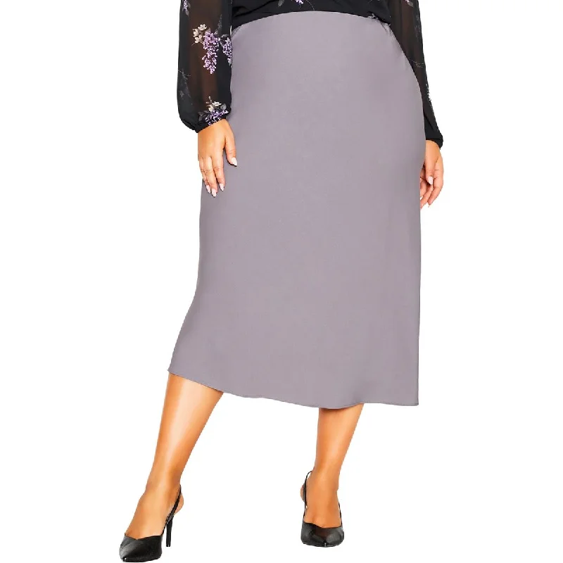 City Chic Womens Plus Envious Solid  Midi Skirt