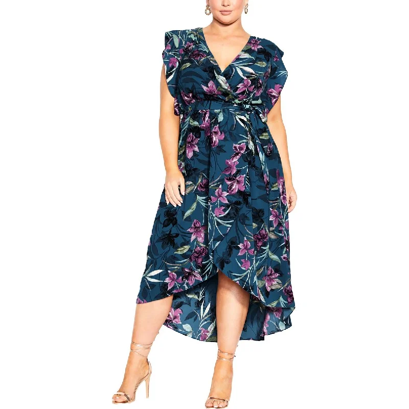 City Chic Womens Plus Maxi Nicole Printed Long Maxi Dress