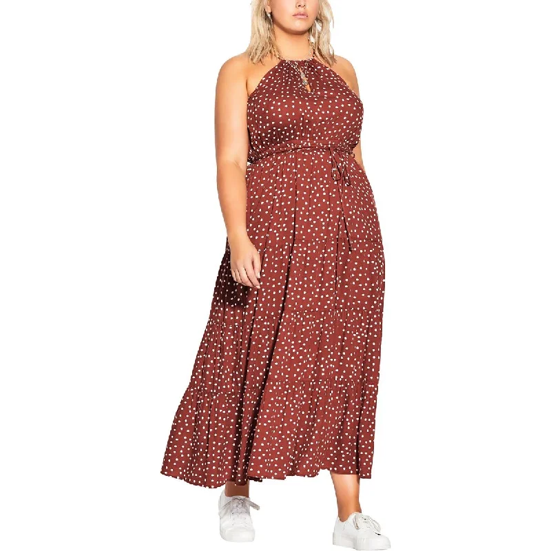 City Chic Womens Polka Dot Crinkled Maxi Dress