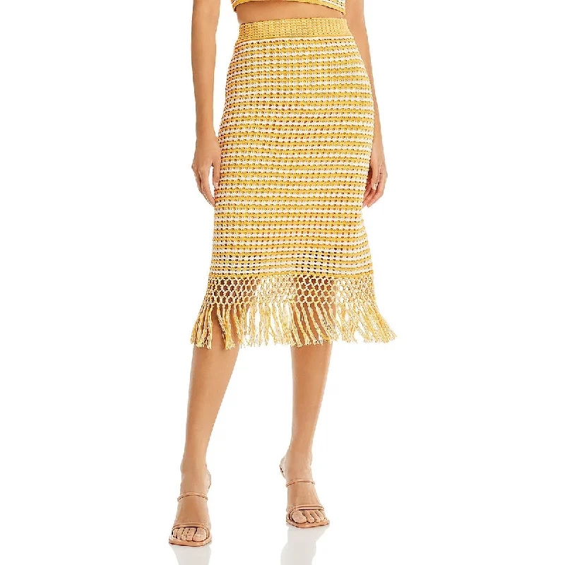 Derek Lam 10 Crosby Womens Emerie Crochet Fringe Midi Skirt