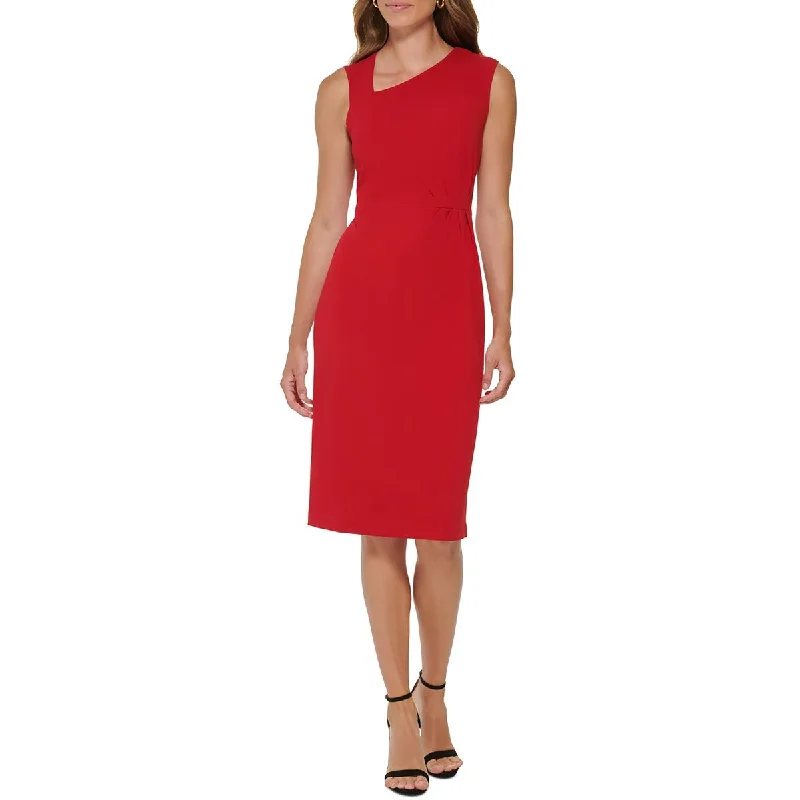 DKNY Womens Ruched Wear to Work Midi Dress