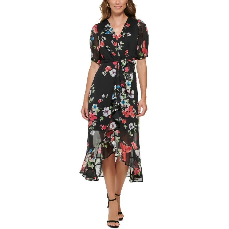 DKNY Womens Floral Print Midi Dress