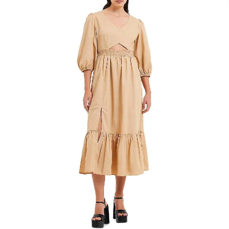 French Connection Womens Rhodes Daytime Keyhole Midi Dress