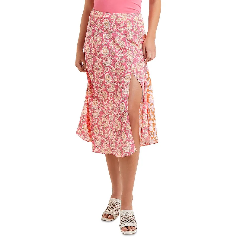 French Connection Womens Midi Floral Print Midi Skirt