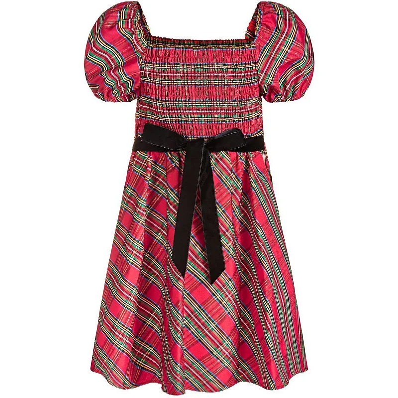 INC Girls Metallic Plaid Midi Dress