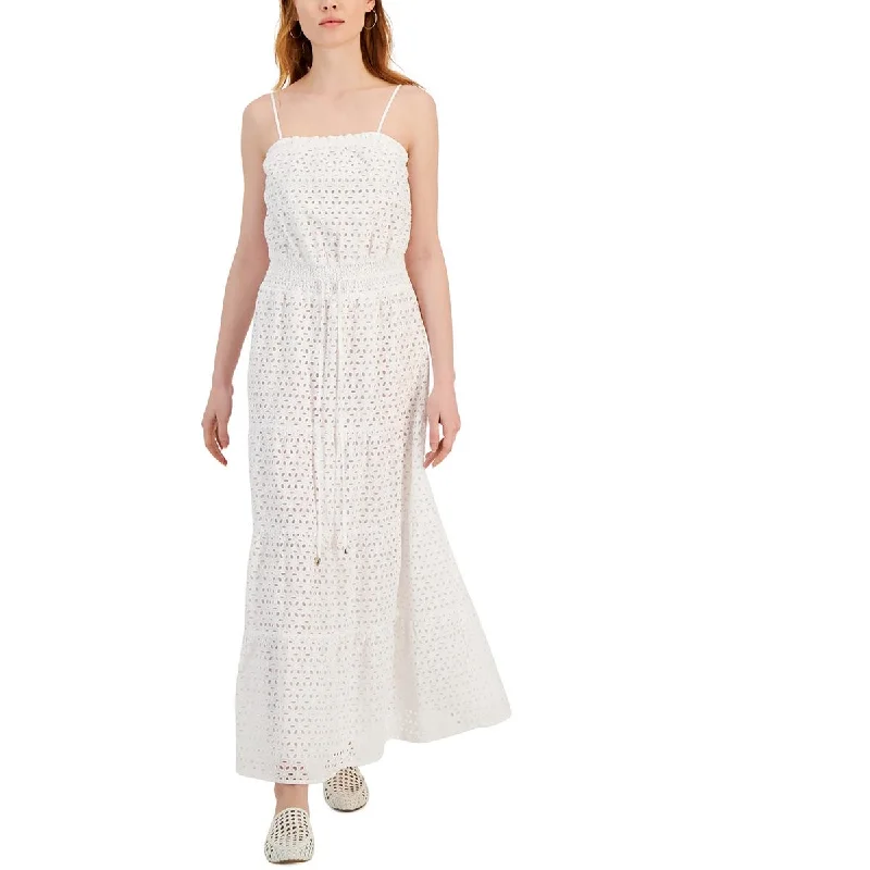 INC Womens Cotton Eyelet Midi Dress