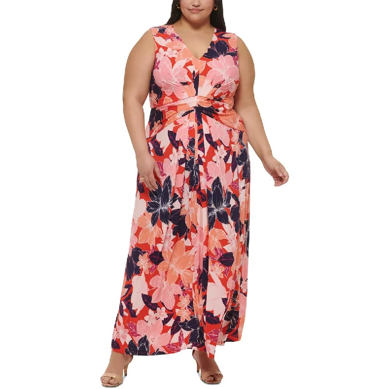 Jessica Howard Womens Plus Floral Print  Maxi Dress