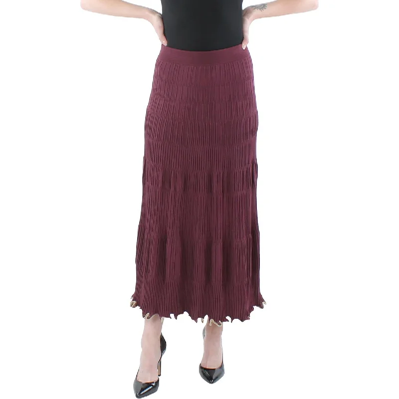 Jonathan Simkhai Womens Malia Ribbed Pull On Midi Skirt