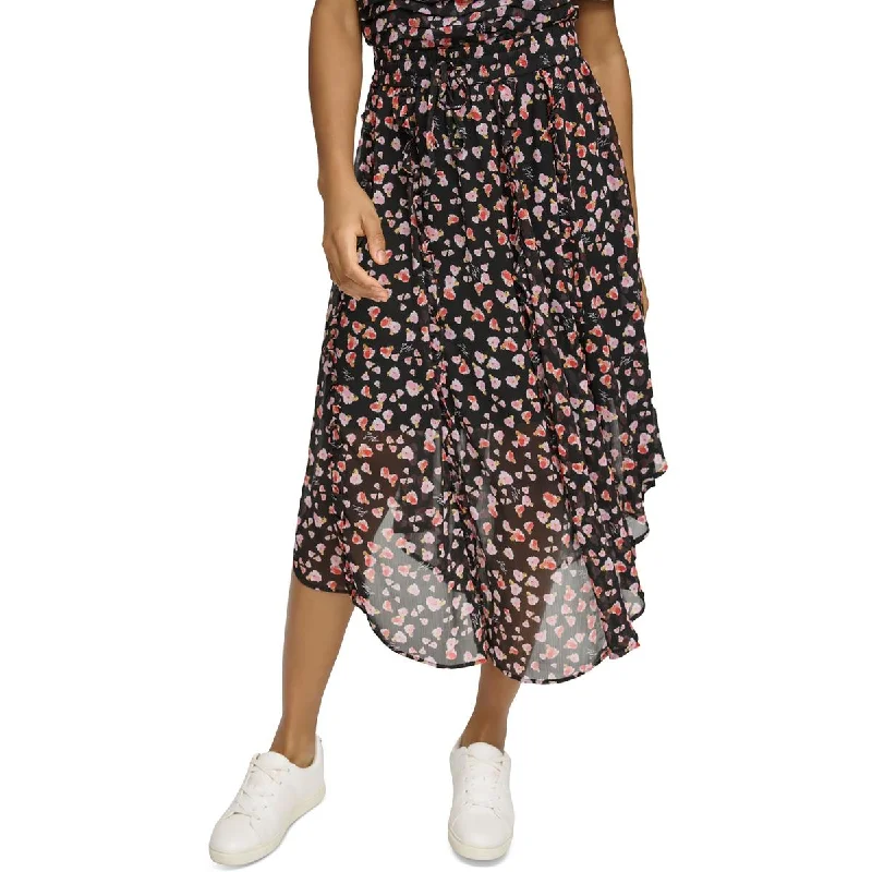 Karl Lagerfeld Paris Womens Floral Print  Midi Skirt