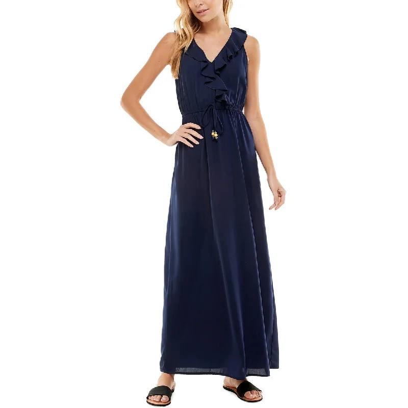 Kingston Grey Womens Juniors Ruffled Long Maxi Dress