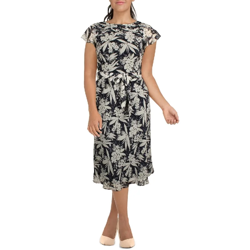 Lauren Ralph Lauren Womens Georgette Floral Midi Dress