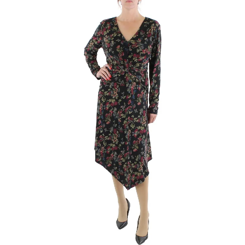 Lauren Ralph Lauren Womens Floral V-Neck Midi Dress