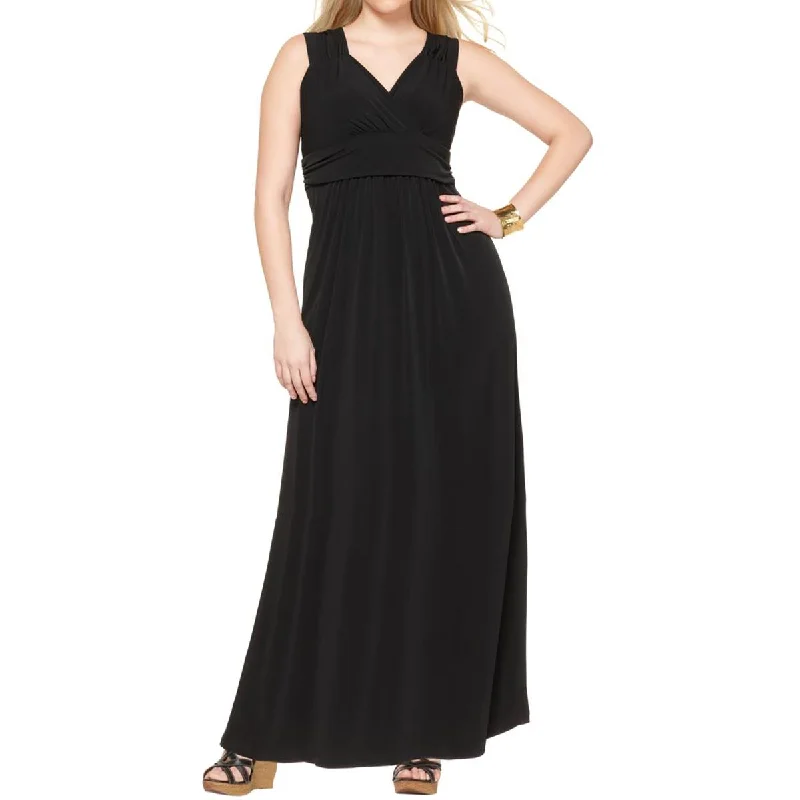 NY Collection Women's Plus Size Ruched Sleeveless Empire Maxi Dress