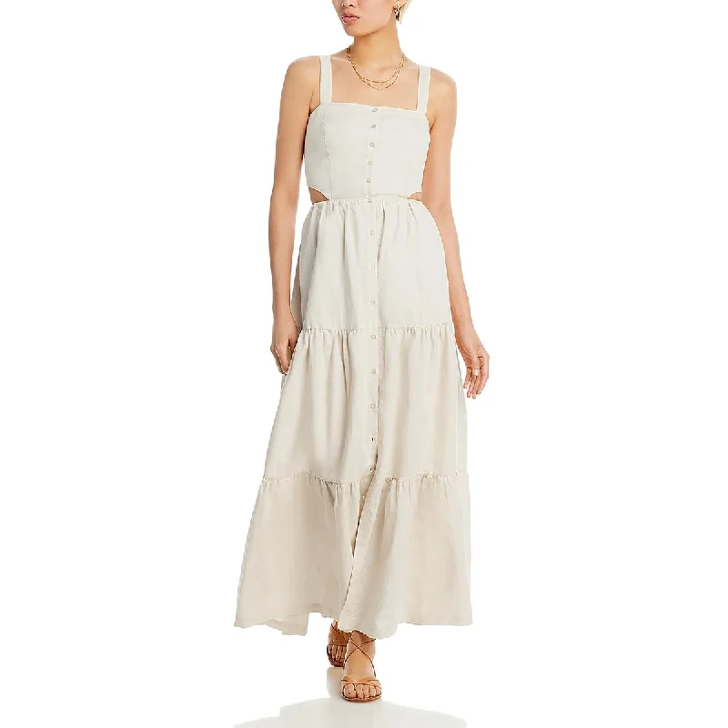 Paige Womens Shadi Linen Blend Sleeveless Maxi Dress