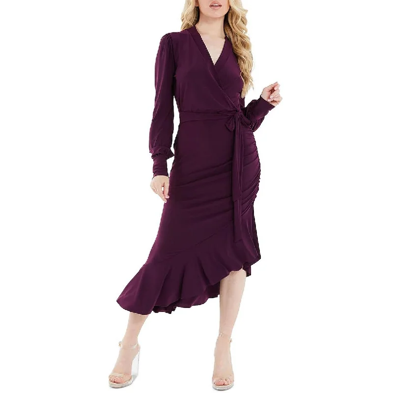 Quiz Womens Surplice Ruched Midi Dress