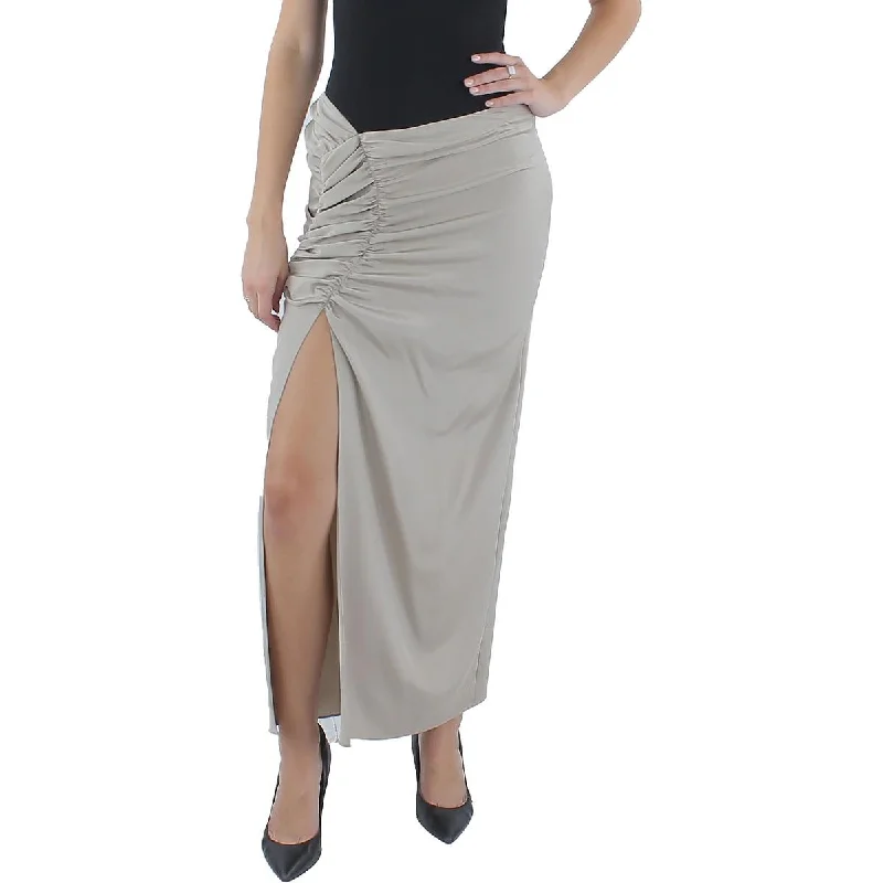 The Mannei Womens Mid Calf Ruched Midi Skirt