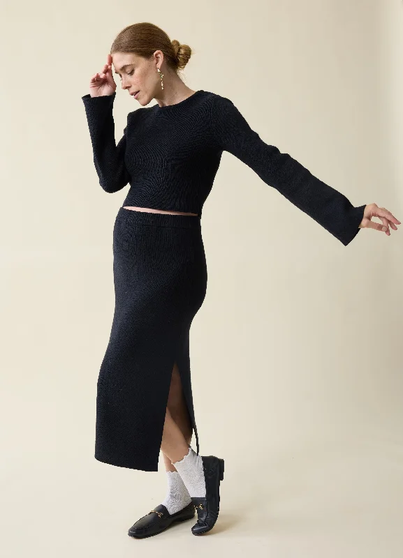 The Mix + Mingle  Black Maternity Sweater Midi Skirt