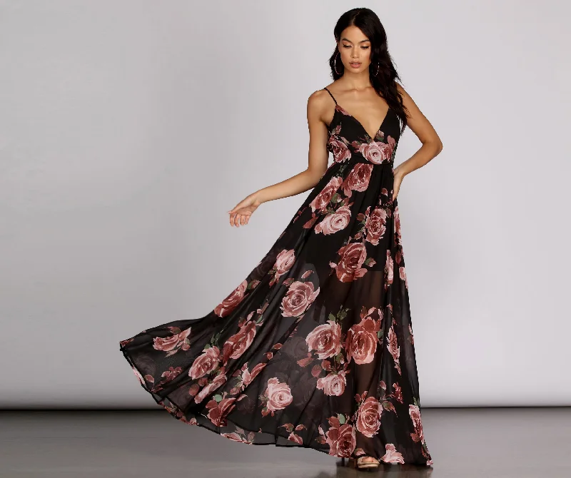 Astrid Chiffon Floral Gown