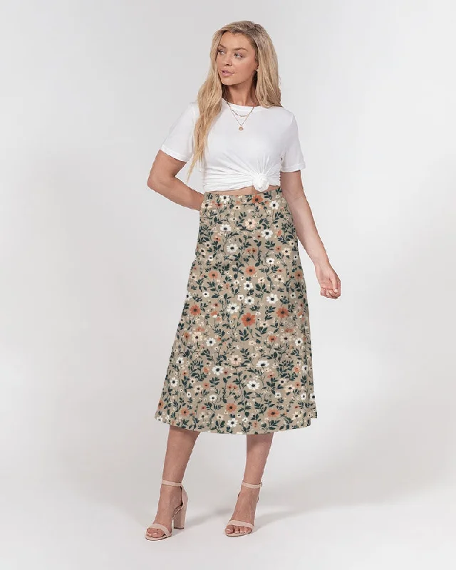 Busy and pretty Women's All-Over Print A-Line Midi Skirt