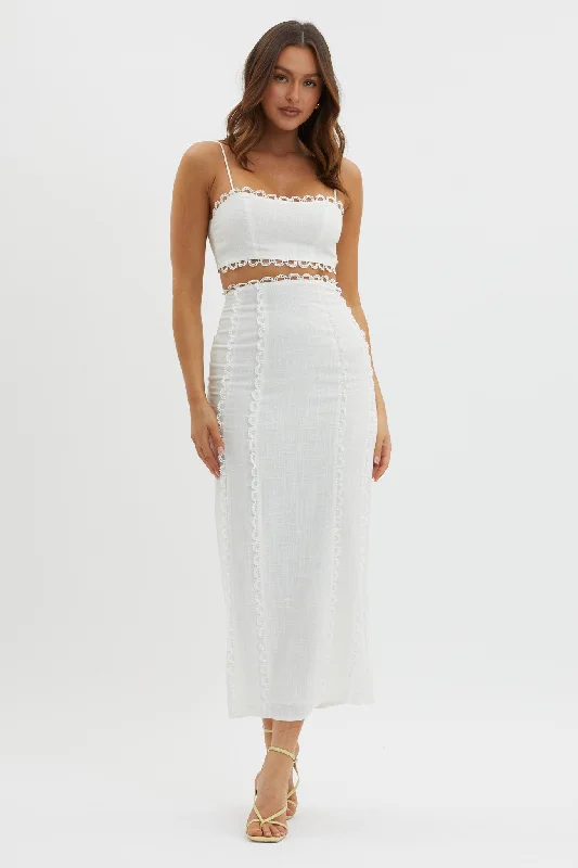 Chamberlain Scallop Trim Maxi Skirt White