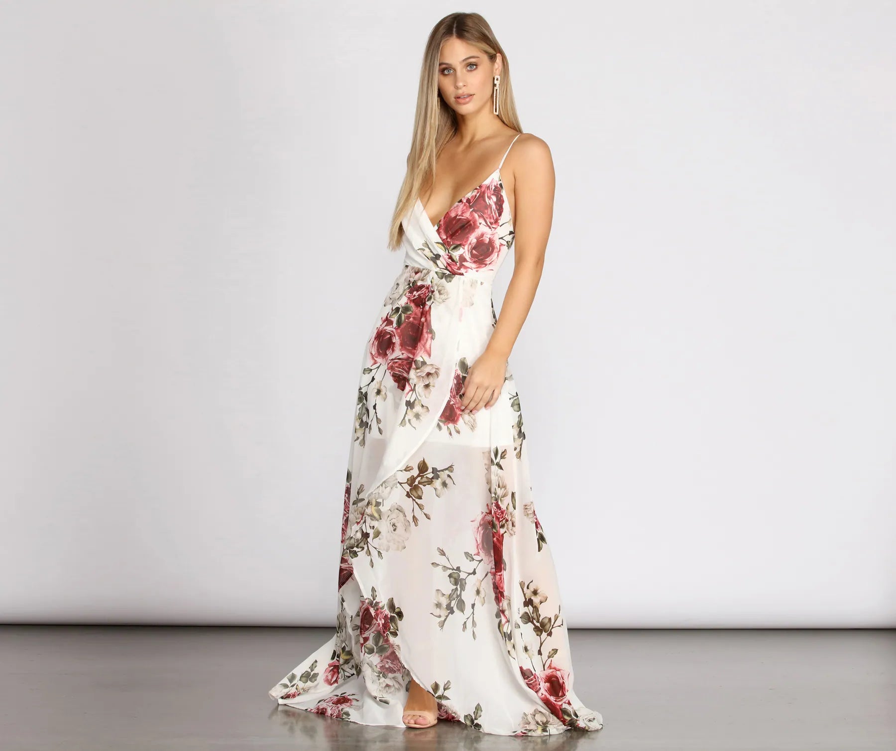 Claire Floral Chiffon Wrap Dress