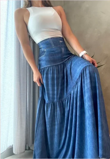 Blue Jean Maxi Skirt