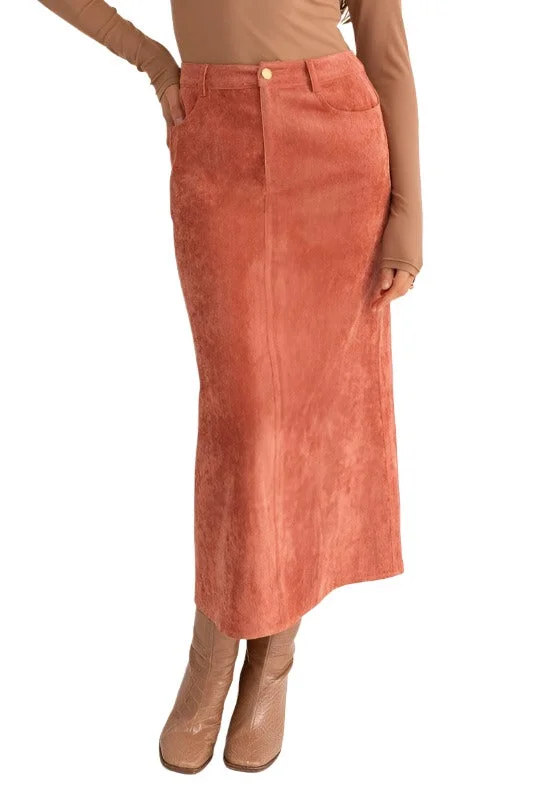 Rust Corduroy Maxi Skirt