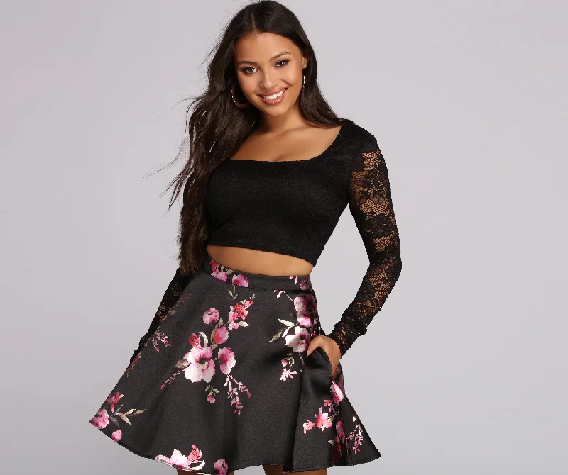 Riley Lace Floral Two Piece Dress